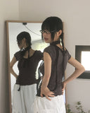 [Scarf set] Srin lace button short sleeve t-shirt