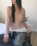 Nakul Cable Twist Ribbon Strap Knit Cardigan