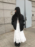 Crum Lace Banding Long Tiered Skirt