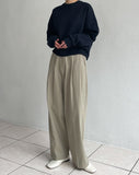 Bow Cotton High Waist Wide Pants