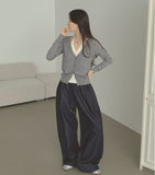 4-season Non-fade Raw Balloon Wide Jogger Banding Pants