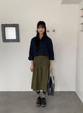 Dekin Shirring Banding Midi Skirt