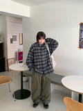 [unisex] Yumei String Hood Over Check Shirt