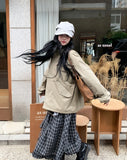 Maeve Unbalance Check Long Skirt