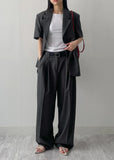 Boat Neck Rib Cap Sleeve T-shirt