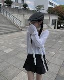 Otsu Angora Ribbed Cropped V-Neck Knit