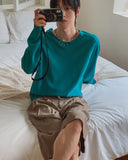 Air V-neck Linen Long Sleeve Knit