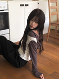 Enshu Brushed Color Matching Hood Off-Shoulder T-Shirt