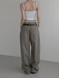 Poble Embroidered Patch Rivet Cotton Pants