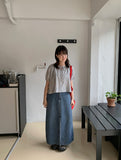 Delg Summer Slit Denim Long Skirt