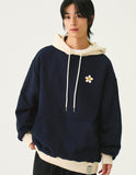 Cream Flower Dot Color Matching Hoodie