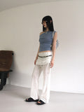 chibbon punching see-through shirring skirt bootcut pants