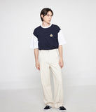 Flower Dot Embroidery Color Matching Short Sleeve Tee