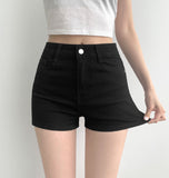 Slim-line fit A-line Fit Black Basic Cotton Shorts