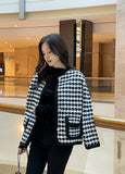 Teshu Color Matching Wing Check Knit Jacket Cardigan