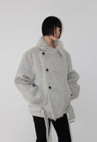 (3oz Quilting) FUR-COLLAR DOUBLE SHORT COAT
