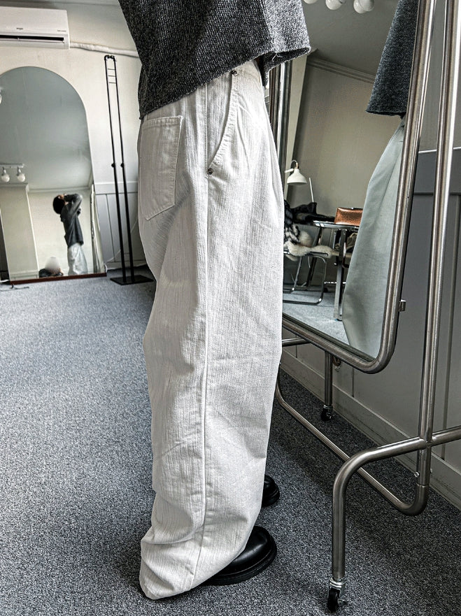 【COSYHARU】Slab White Wide Denim Pants COSYHARU (コシハル) - スラブホワイトワイドデニムパンツ