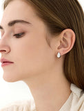 Champagne Moon Dew Drop Silver (W) Pave Earrings
