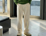 Living pintuck half-bending cotton pants