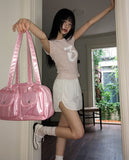 Pehole Jacquard Punching Number 3 Short-Sleeved T-Shirt