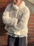 Bart High Neck Button Fur Jacket