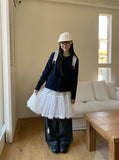 Lornin Tiered Tulle Banding Midi Skirt