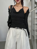 Jatte Dot Drape Halter Sleeveless Bolero Set