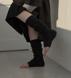 Open toe ribbed knee socks