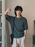 Roy openwork short sleeve collar knit