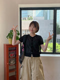 Setdri Linen Short Sleeve Round Cardigan