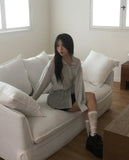 Kenny Stripe Frill Strap See-Through Blouse