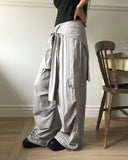 Tanen Parachute Layered Wrap Skirt Two-Way Cargo Banding Pants