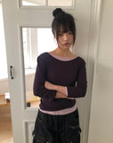 Andin Layered Tencel Three-Quarter Sleeve T-Shirt