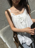 Lamillie White Ribbon Sleeveless Bustier Blouse
