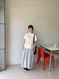 Beku Banding Stripe Lace Long Skirt
