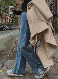 slit straight denim pants
