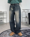 Frit Washing Wide Denim Pants