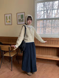 Debenny Banding Corduroy Pintuck Long Skirt