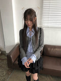 Eve Fake Layered Ruffle Shirt Cardigan