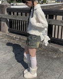 Cite Pocket Washing Mini Skirt Pants