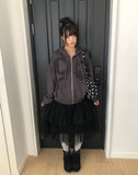 Binon Ribbon Frill Hood Zip-Up