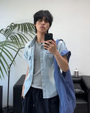 Salt Two-Pocket Washed Denim Short Sleeve Shirt