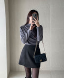 Tome Wool A-line Wrap Mini Skirt