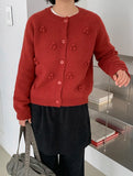 Beshos Pom Pom Round Knit Cardigan