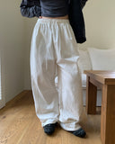 Holer strap banding two-way wide cotton long pants