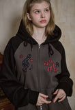 [2-WAY] Melody Patch Raglan Hood Zip-Up