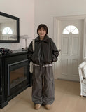 Naoko Glossy Leather Bomber Jumper