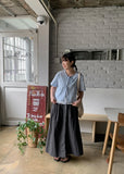Menbi Pin Tuck Banding Nylon Carpender Long Skirt