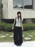 Gran Pocket Cut Line Wide Long Cotton Pants