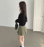 A-Line Pleats Mini Side Zipper Skirt Pants